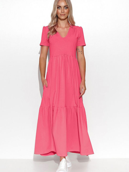 Makadamia Maxi Dress with Ruffle Pink