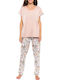 Pink Label Sommerliches Damen-Set Schlafanzug & Pyjamas für Damen Baumwollene Gelbe