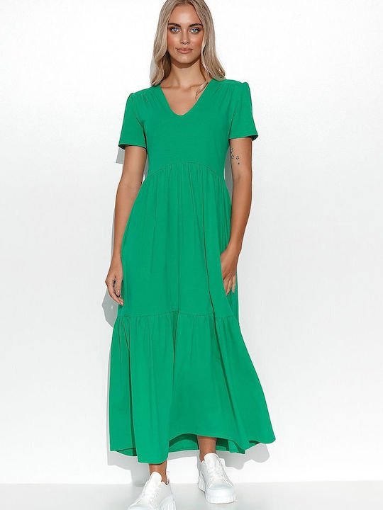 Makadamia Maxi Dress with Ruffle Green