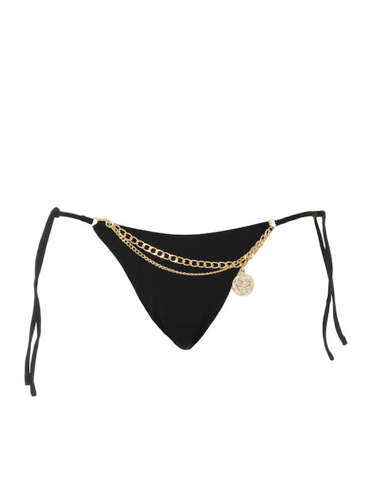 Guess Bikini Inferioare Brazilia Cu Dantelă Negru