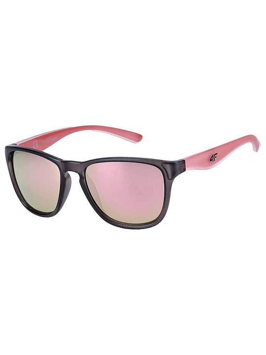 4F Men's Sunglasses with Gray Plastic Frame and Pink Mirror Lens 4FWSS24ASUNU048-56S