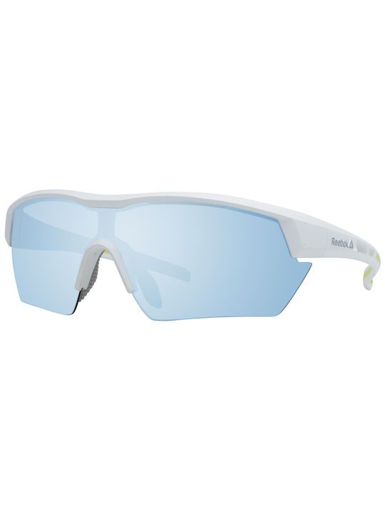 Reebok Sonnenbrillen mit Weiß Rahmen und Hellblau Spiegel Linse 827333