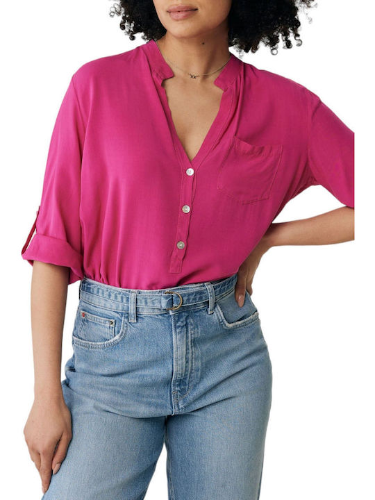 Mexx Tunic Long Sleeve with V Neckline Hot Pink