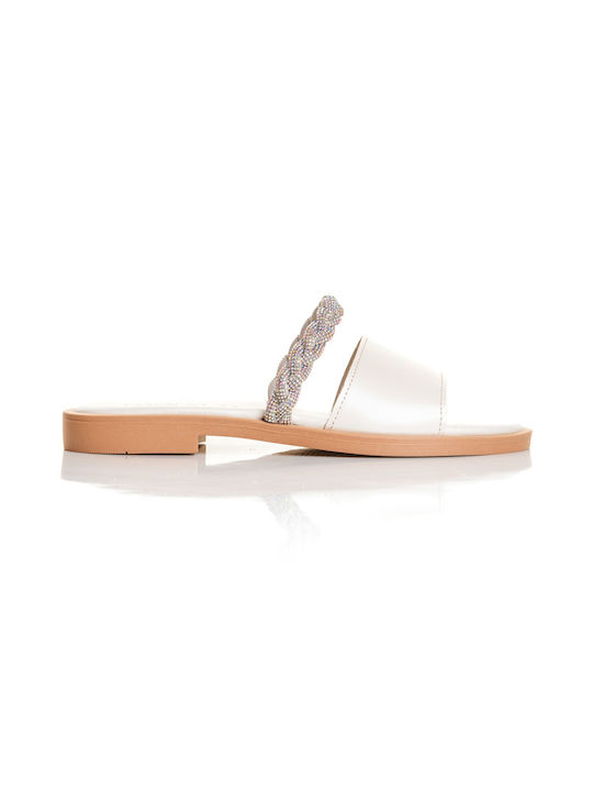 Ioannou Leather Women's Sandals with Strass White