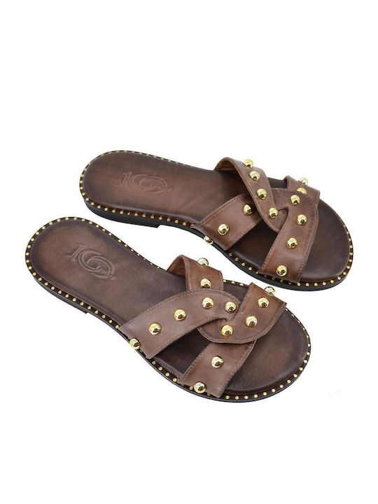 Dermatina 100 Sandale Casual Damă de Piele Maro