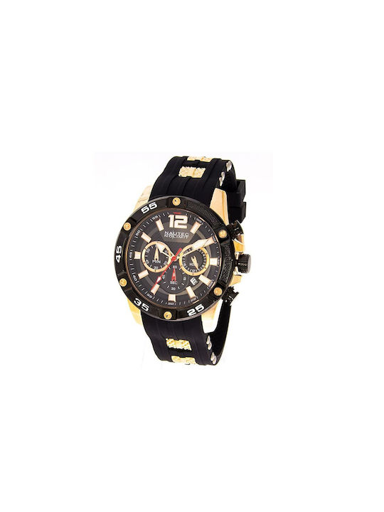 Nautec Watch Chronograph Battery with Black Rubber Strap