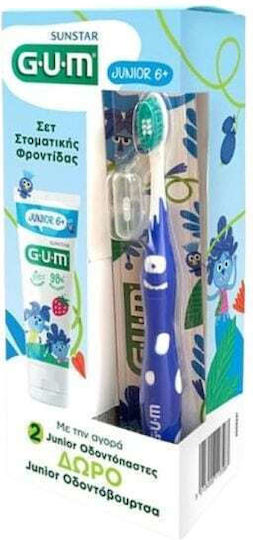 GUM Junior Σετ Παιδική Οδοντόκρεμα με Οδοντόβουρτσα για 6+ Χρονών 2τμχ με Γεύση Φράουλα 100ml