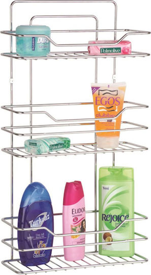 ECE Montat pe perete Raft Baie Metal cu 3 Rafturi 30x12x55.3cm Argintie ECE Montat pe perete Raft Baie Metal cu 3 Rafturi 30x12x55.3cm Argintie
