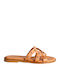 Leather Women's Flat Sandals L. Camel