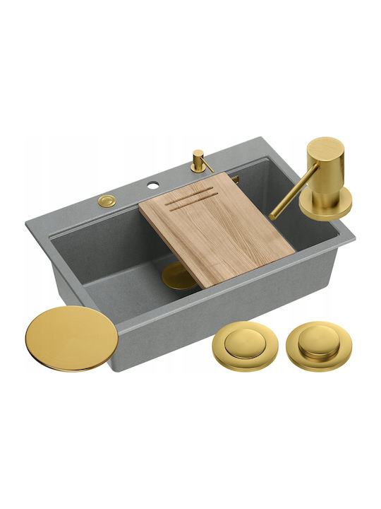 GraniteQ Drop-In Sink Synthetic Granite W76xD50cm Gray