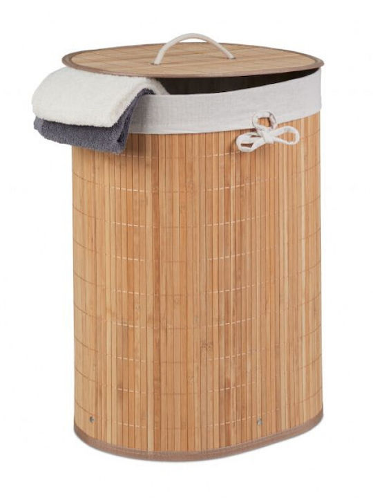 Relaxdays Laundry Basket Bamboo with Cap Beige