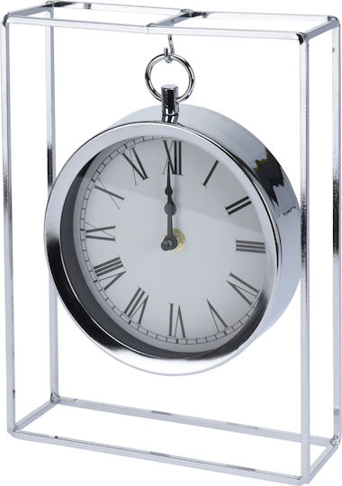 Tabletop Clock Analog Metal Silver