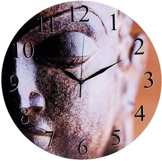 Wall Clock Wooden Buddha Ø33cm