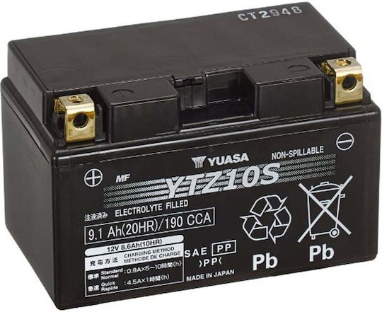 Yuasa Затворен тип Мотоциклетна батерия YTZ10S 190Спецификация с капацитет 9.1Ах YTZ10S-