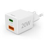 HAMA Зарядно Устройство Без Кабел с USB-A И USB-C Изход 20W Power Delivery Бял (00201991)
