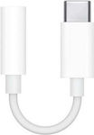 Apple Μετατροπέας USB-C male σε 3.5mm female Λευκό 1τμχ (MU7E2)