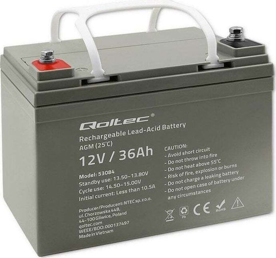 Qoltec Μπαταρία UPS με Χωρητικότητα 36Ah και Τάση 12V 53084 1τμχ