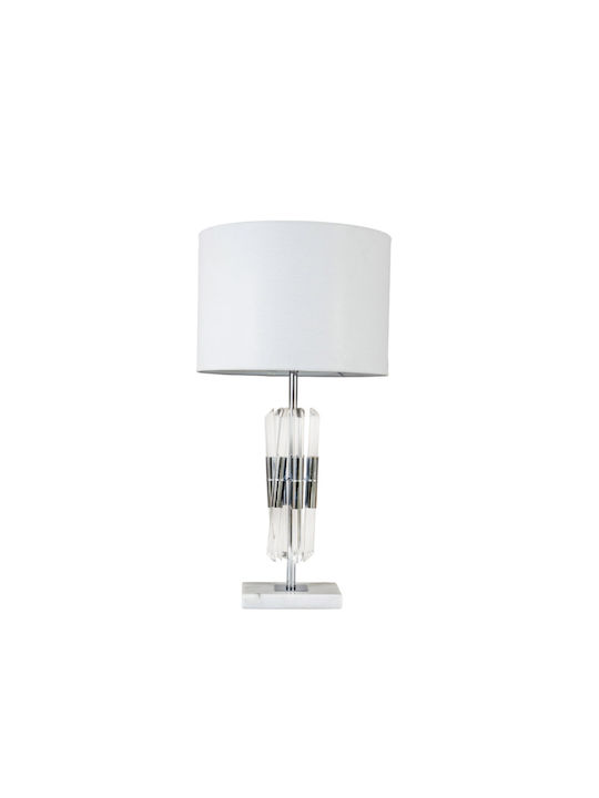 Zen Collection Table Lamp with White Shade and Silver Base