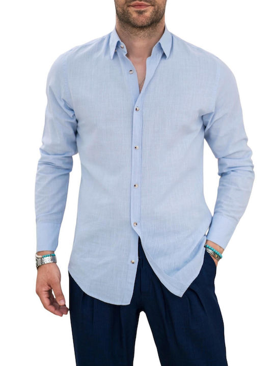 Vittorio Artist Men's Shirt Linen Light Blue