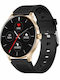 Aoke NY20 Smartwatch (Ροζ - Χρυσή κάσα / Μαύρο λουρί σιλικόνης)