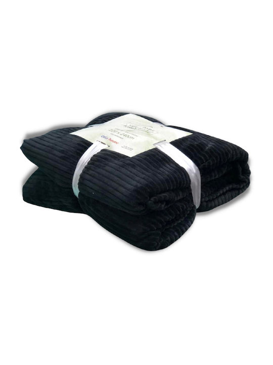 Olia Home Κουβέρτα Fleece Υπέρδιπλη 220x240εκ. Μαύρη