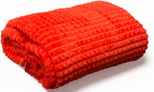 Olia Home Κουβέρτα Fleece Υπέρδιπλη 220x240εκ. Πορτοκαλί