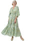 Potre Summer Maxi Dress with Ruffle Green