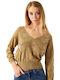 Garcia Women's Sweater with V Neckline Haki