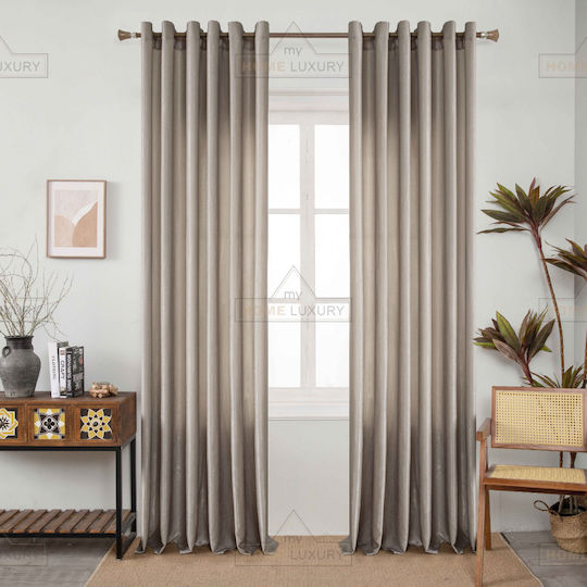 My Home Luxury Κουρτίνα με Τρουκς Καφέ 280x270εκ.
