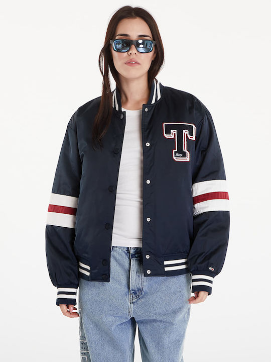 Tommy Hilfiger Women's Short Bomber Jacket for Winter Navy Blue - Main Image