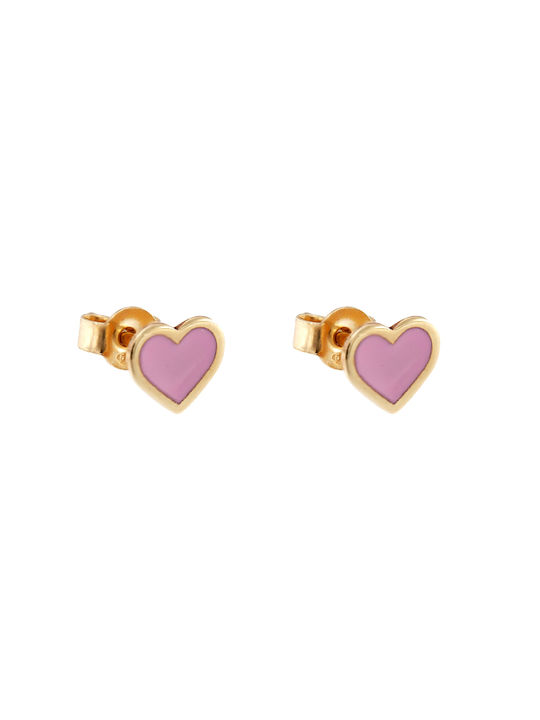 Δασκαλάκης Kids Earrings Studs Hearts made of Gold 9K