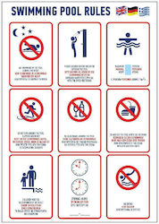 "Pool Rules" Sign Sticker Dibond 2mm 0100409 Artgraphix