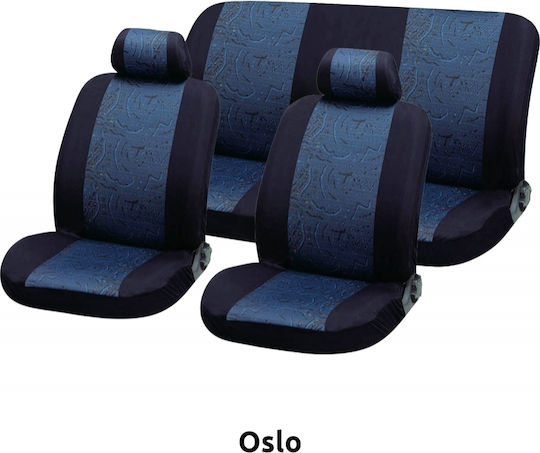 Autoline Car Cover Set 6pcs Velvet Velour-Jacquard Oslo Black / Blue