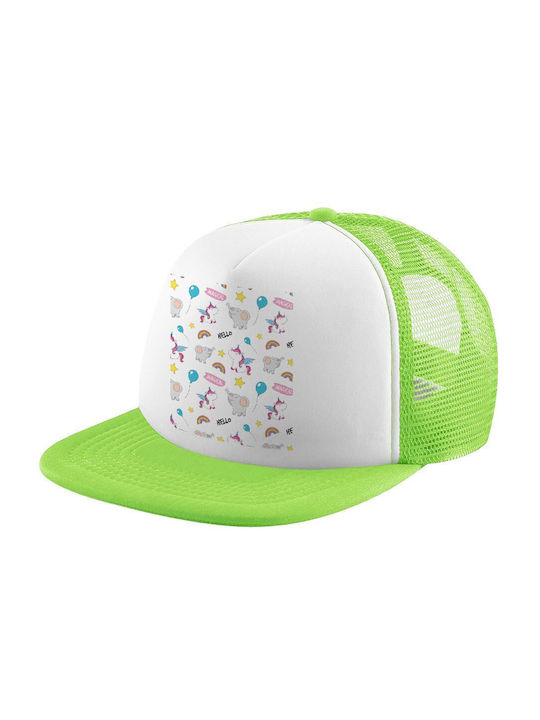 Koupakoupa Παιδικό Καπέλο Υφασμάτινο Happy Clouds Doodle Πράσινο