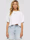 Women's Blouse Cotton Short Sleeve White