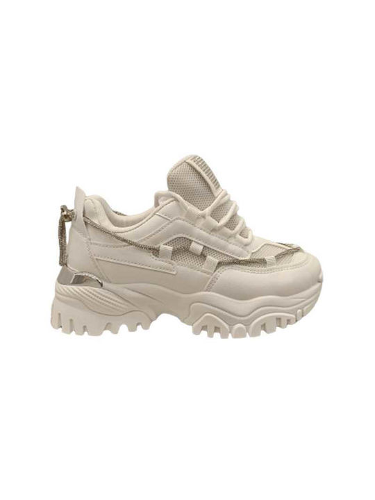 Famous Shoes Femei Chunky Sneakers Albe