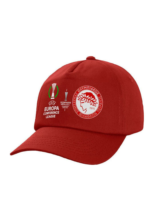 Koupakoupa Kids' Hat Jockey Fabric Olympiakos Winner Uefa Europa Conference League Champion 2023/24 Red