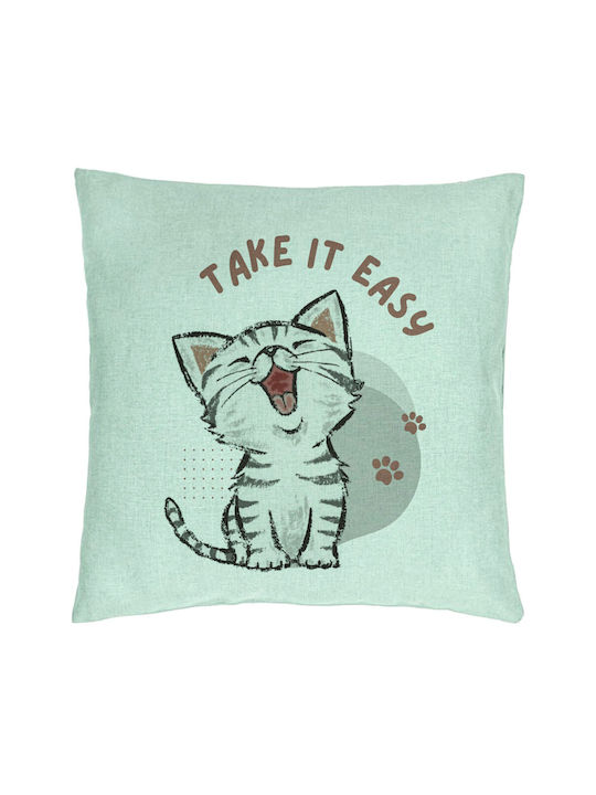 Decorative Pillow Take It Easy Model 40x40 Cm Mint Green Removable Cover Piping