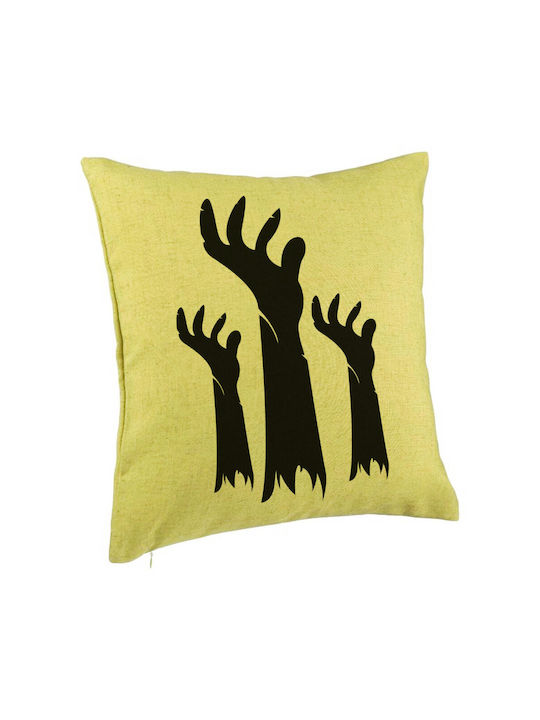 Decorative Halloween Pillow 5 40x40 Cm Green Detachable Cover Piping