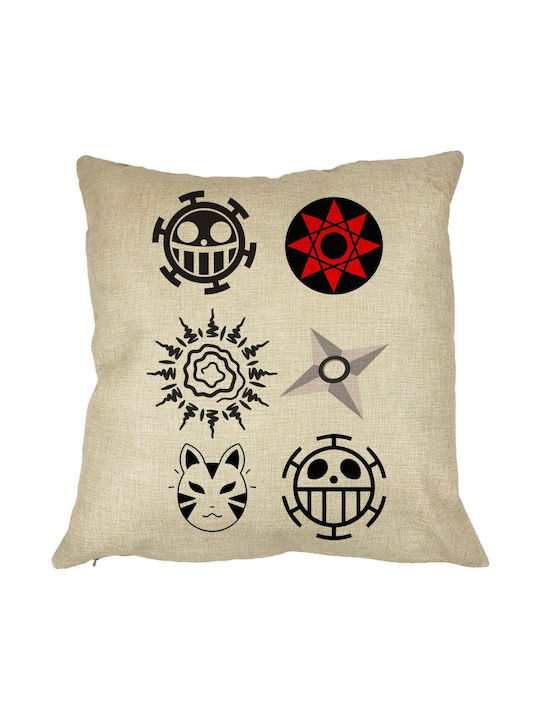Decorative Pillow Naruto Symbols 40x40 Cm Removable Cover Piping