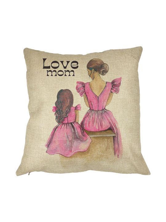 Decorative Pillow Love Mom 40x40 Cm Removable Cover Ruffle