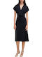 Midi Evening Satin Dress Dark Blue