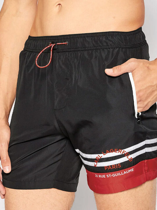 Karl Lagerfeld Kl22mbm05 Men's Swimwear Shorts Black Striped