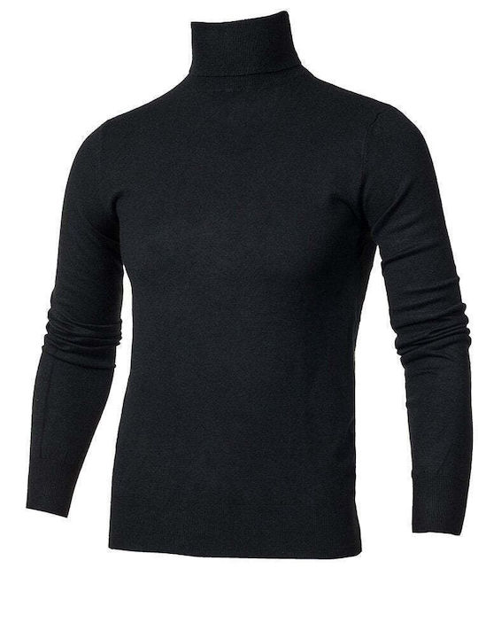 5Evenstar Men's Long Sleeve Blouse Turtleneck Black