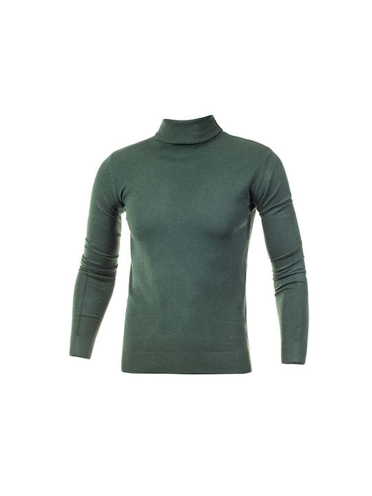 5Evenstar Men's Long Sleeve Blouse Turtleneck Green