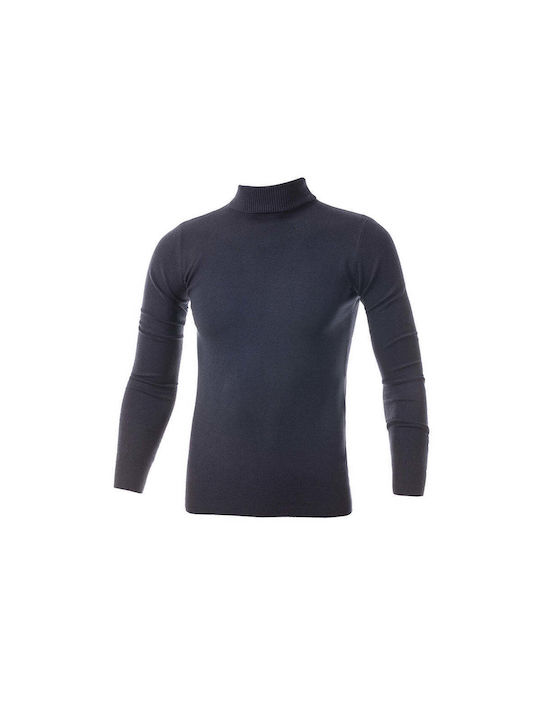 5Evenstar Men's Long Sleeve Blouse Turtleneck Blue