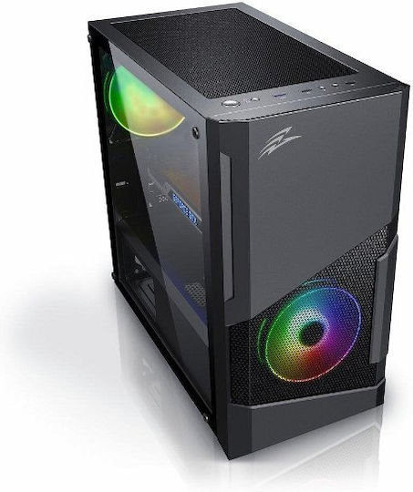 Evolveo M5 Gaming Midi Tower Κουτί Υπολογιστή με Πλαϊνό Παράθυρο και RGB Φωτισμό Μαύρο