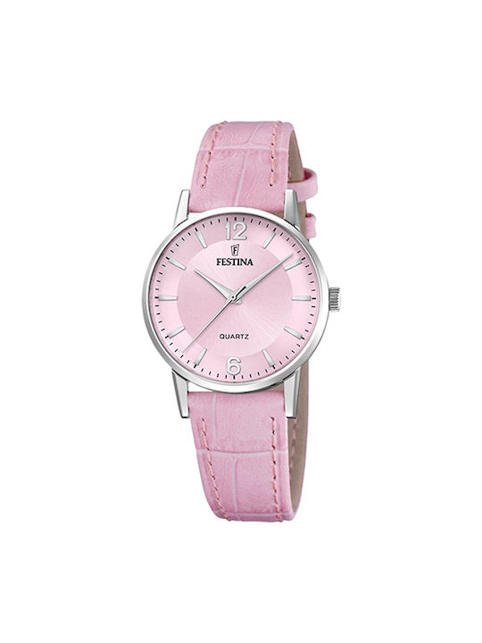 Festina Ladies Watch with Pink Leather Strap