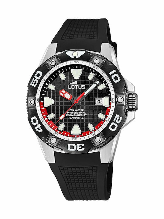 Lotus Watches Ανδρικό Ρολόι Μπαταρίας με Μαύρο Ατσάλινο Μπρασελέ