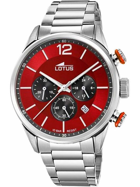 Lotus Watches Γυναικείο Ρολόι 43mm Μπαταρίας με Ασημί Μεταλλικό Μπρασελέ